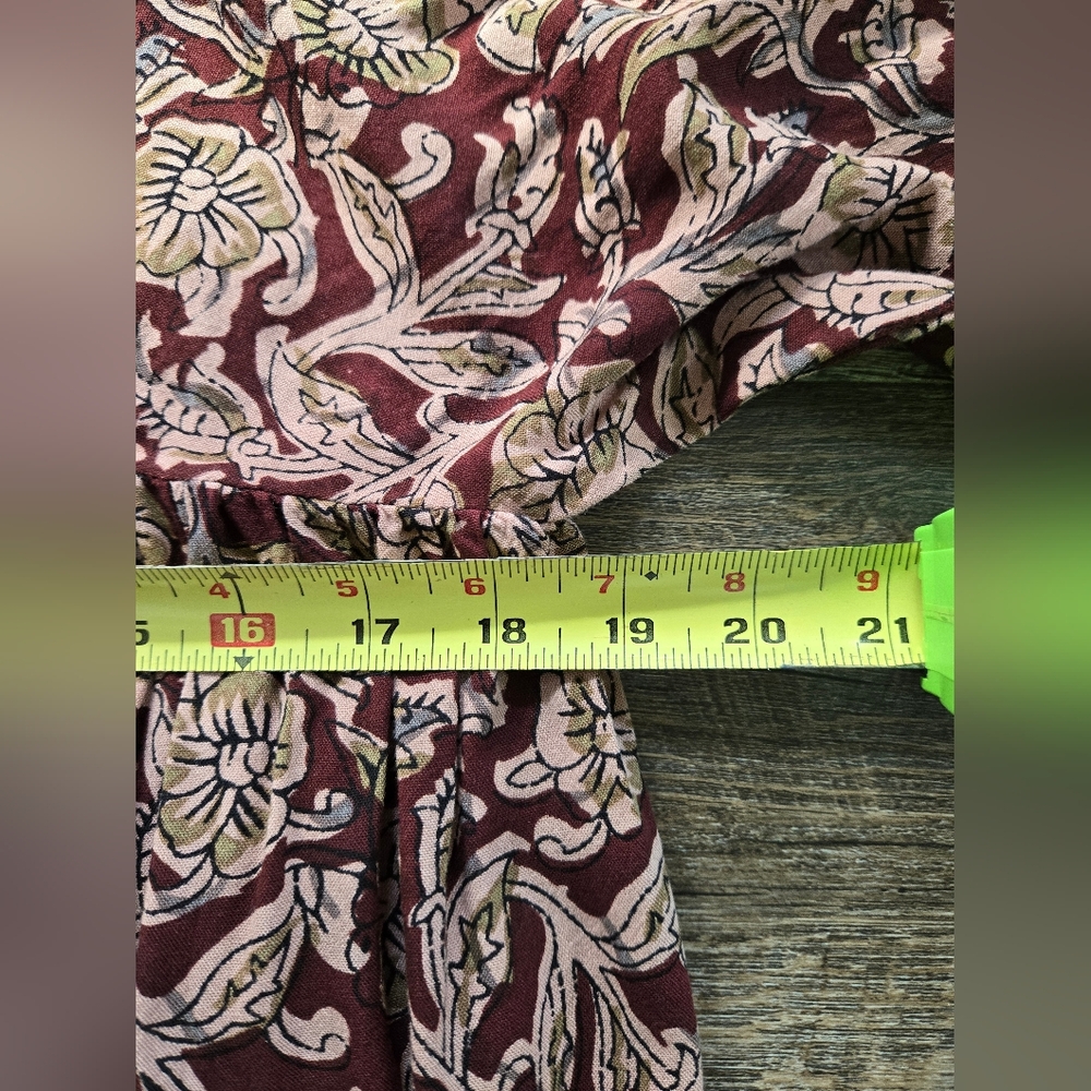 NATURAL LIFE Stella Mini Dress Maroon Floral Vines Purple Wine Sz Small - Picture 12 of 14
